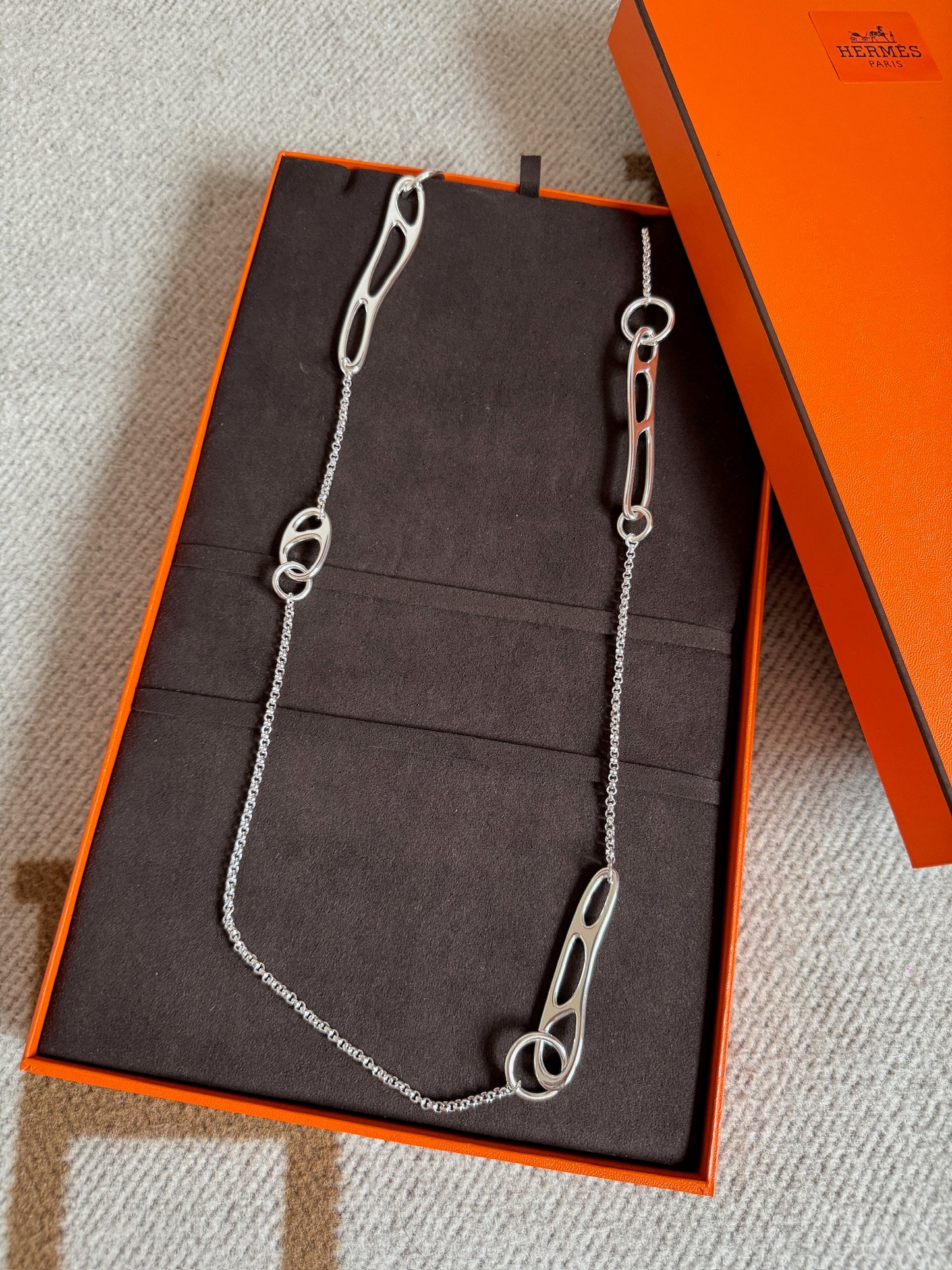 Hermes Silver 925 Long Necklace