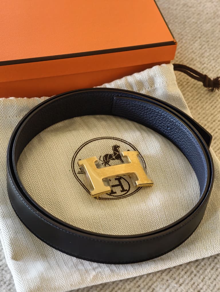 Hermès 32mm belt buckle & reversible leather strap