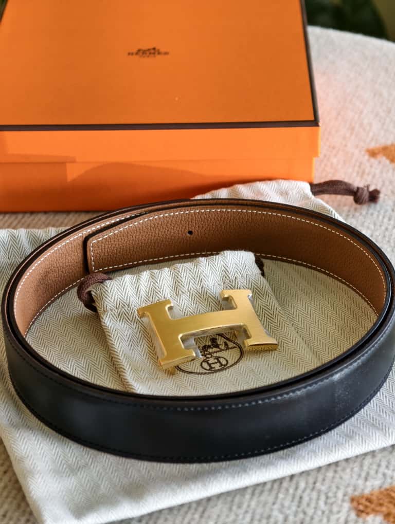 Hermès 32mm belt buckle & reversible leather strap