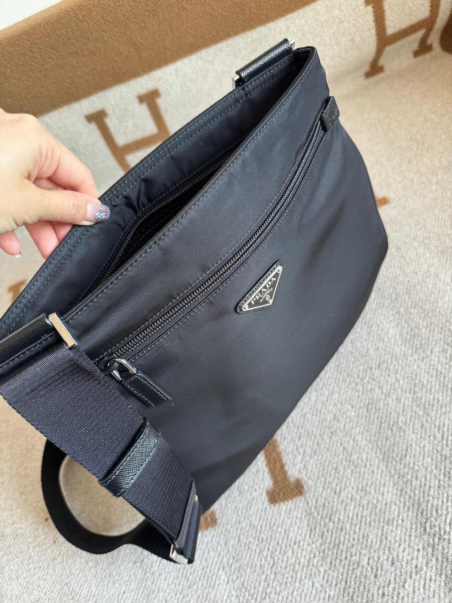 Prada flat messenger bag