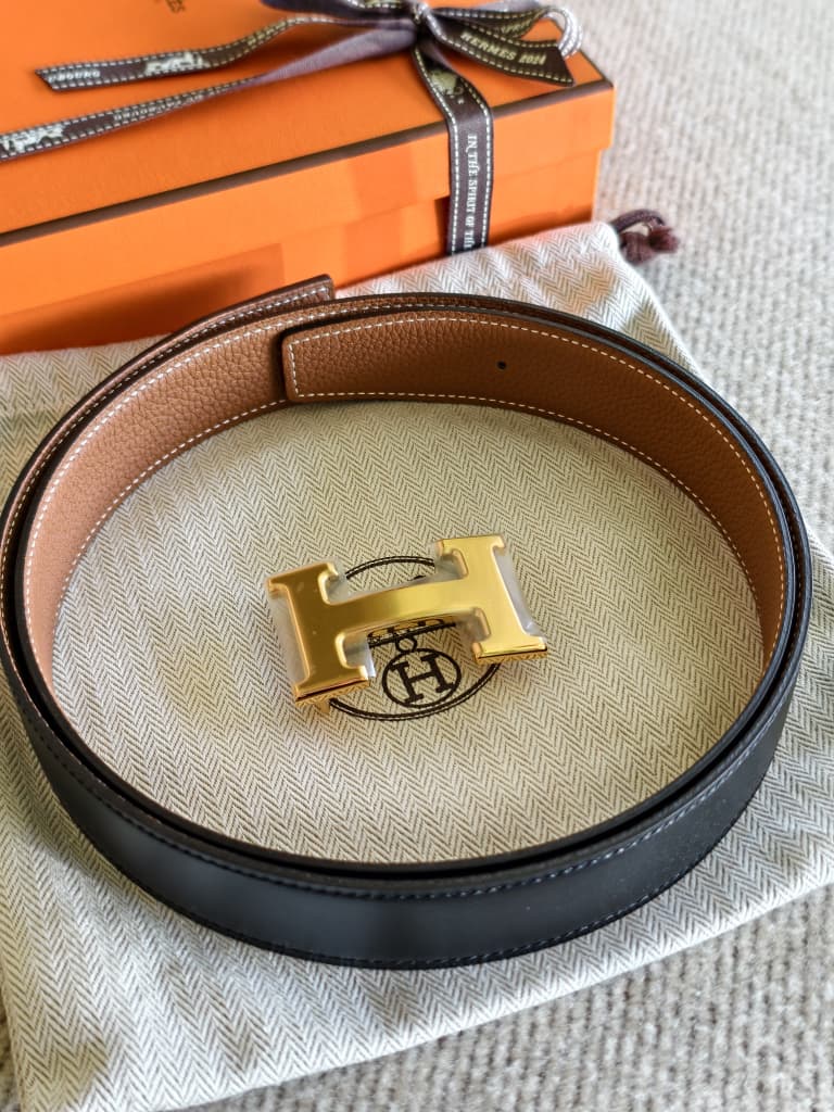 Hermès 32mm belt buckle & reversible leather strap