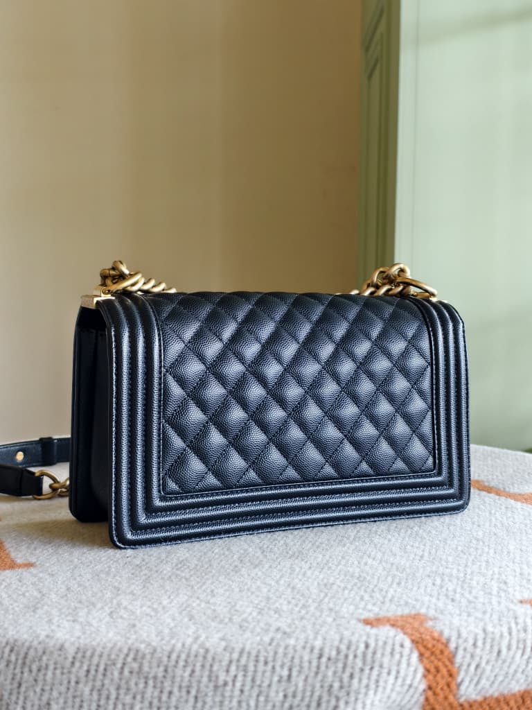 Chanel Boy Flap Quilted Caviar Medium Bag