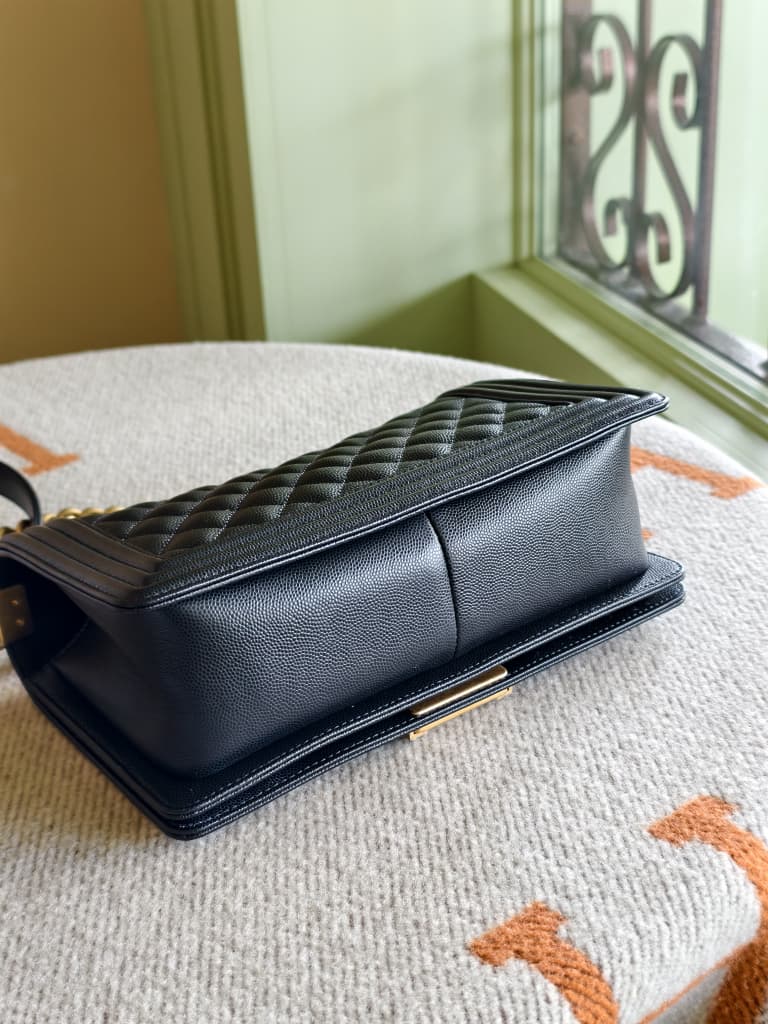 Chanel Boy Flap Quilted Caviar Medium Bag