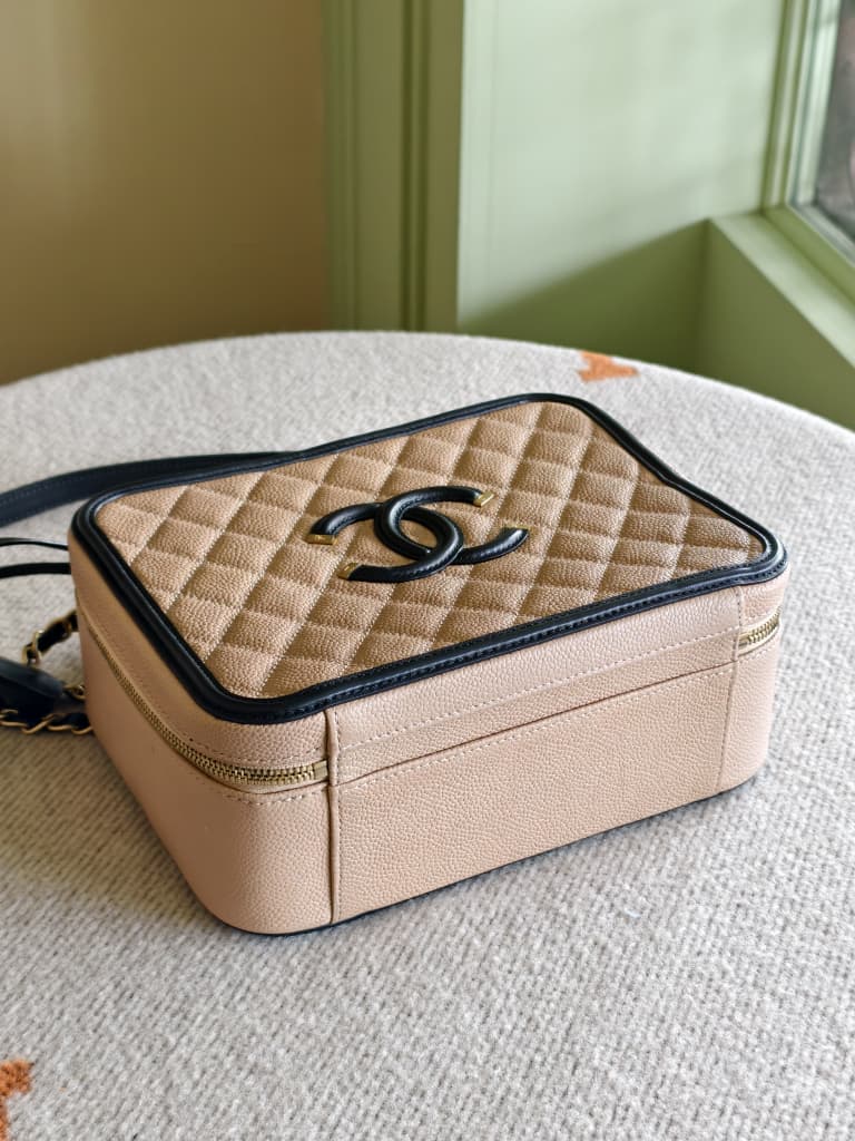 Chanel Beige Caviar Large Filigree GHW
