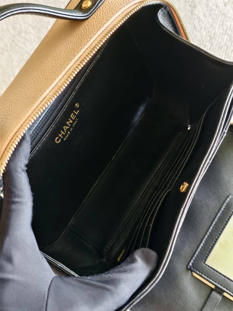 Chanel Beige Caviar Large Filigree GHW
