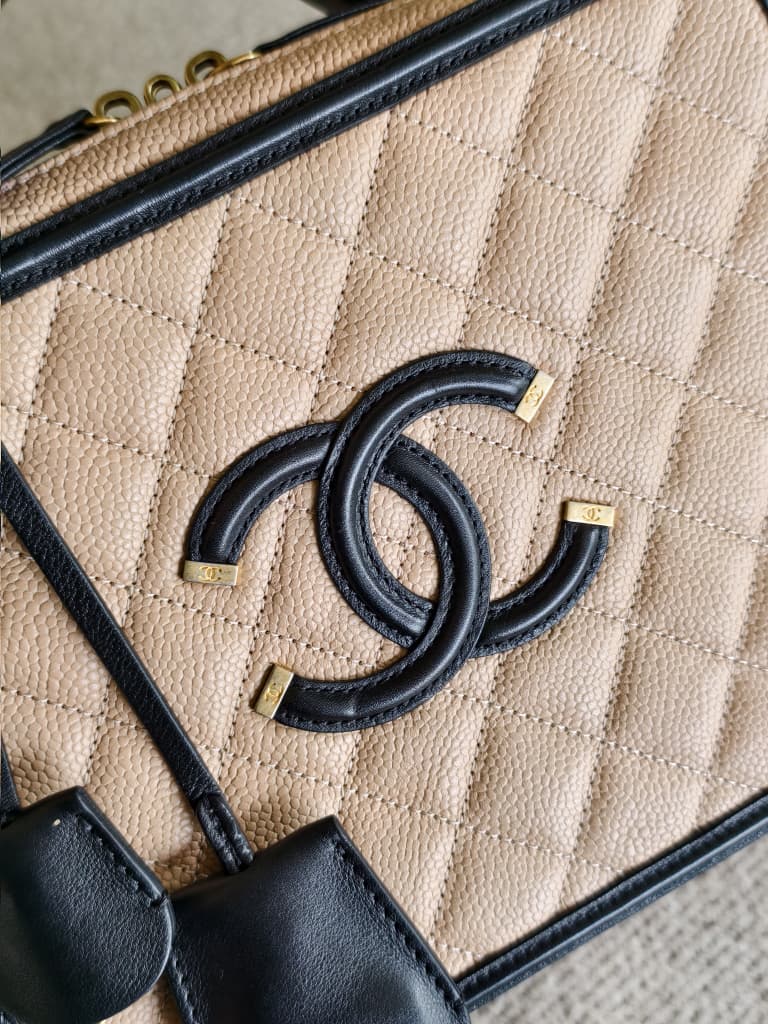Chanel Beige Caviar Large Filigree GHW
