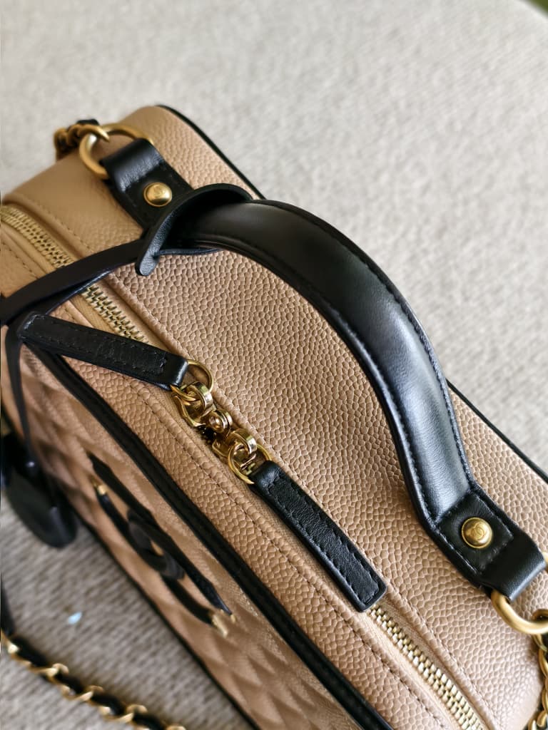 Chanel Beige Caviar Large Filigree GHW