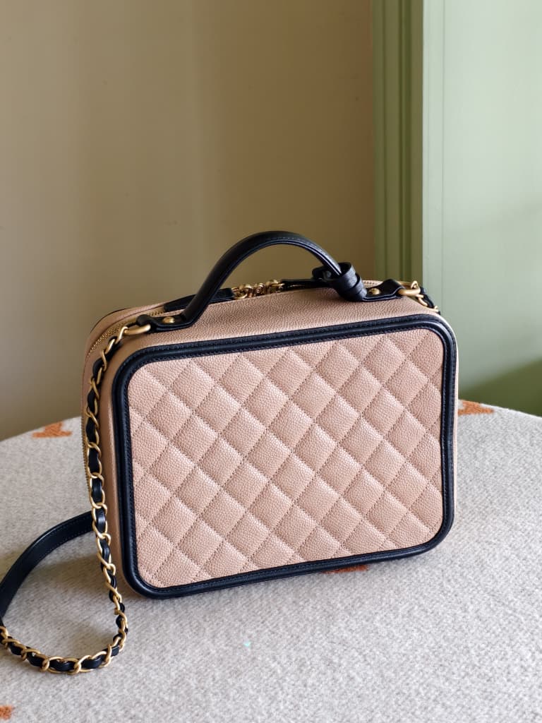 Chanel Beige Caviar Large Filigree GHW