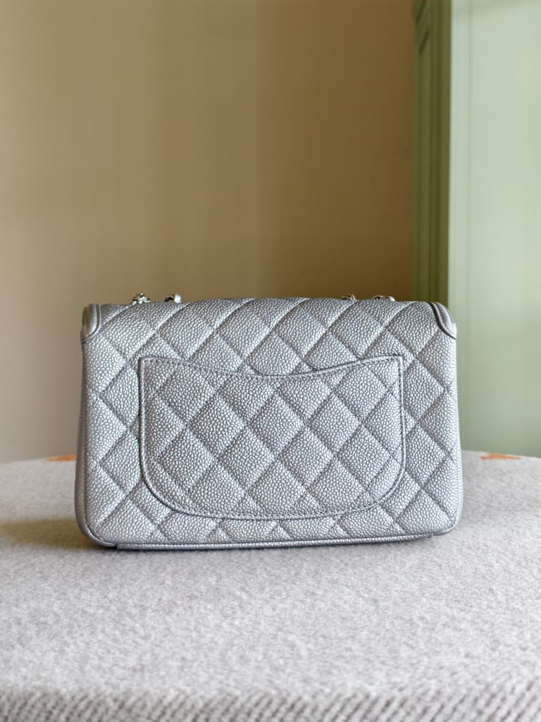 Chanel Small Quilted Metallic Caviar CC Filigree Flap