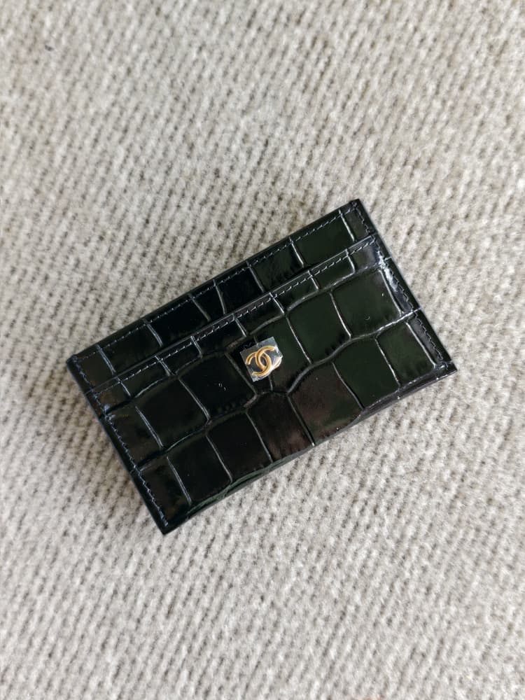 Chanel Croc Embossed Flat Card Holder