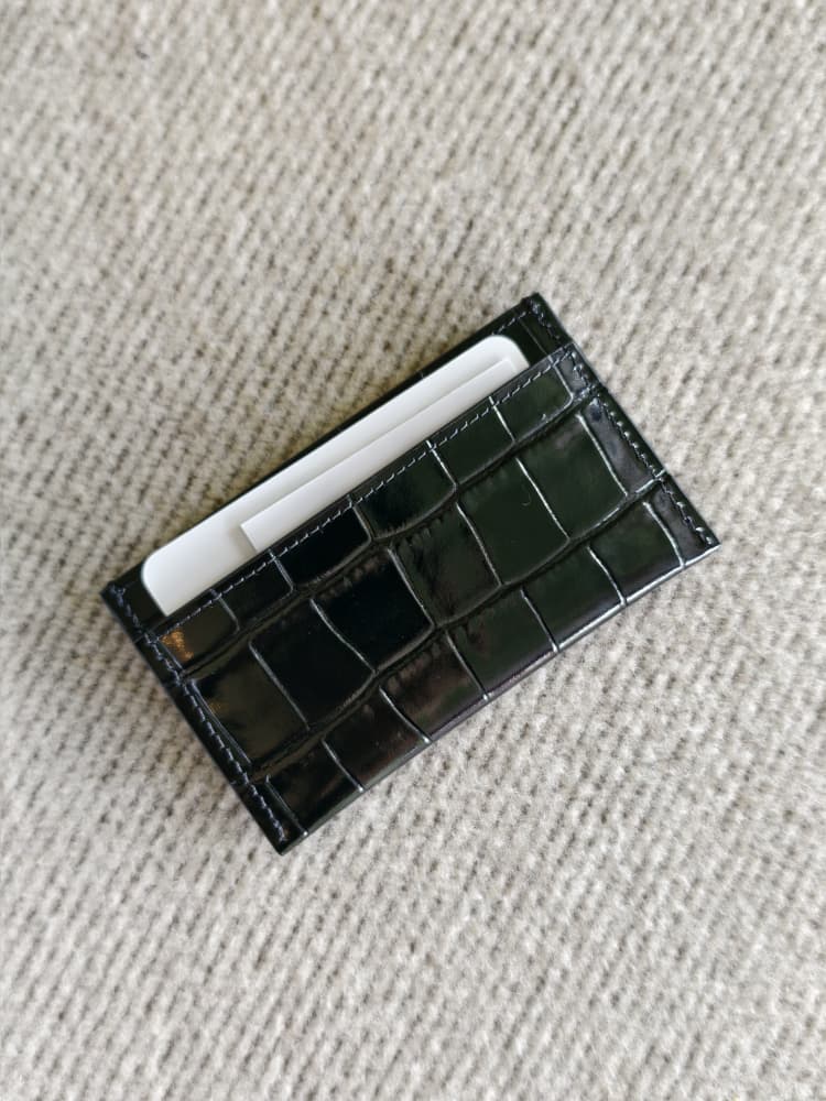 Chanel Croc Embossed Flat Card Holder