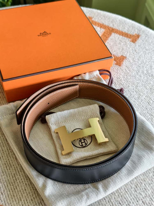 Hermès 38mm belt buckle & reversible leather strap 100cm